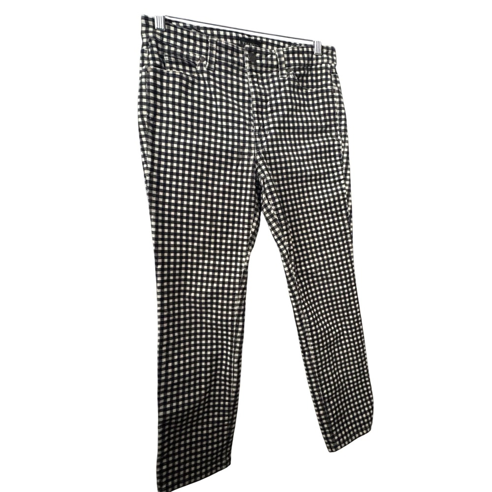 Talbots Corduroy Straight‎ Leg Pants Women's Size 6P Petite Black White Gingham